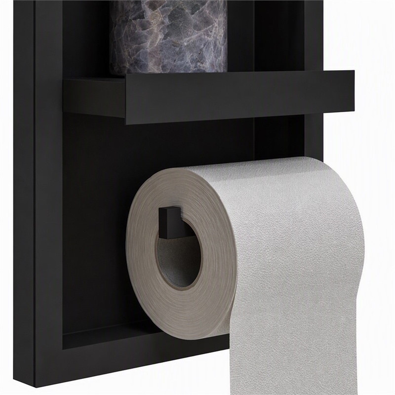 Pemberly Row Stainless Steel Toilet Paper Holder Niche in Black Matte Finish