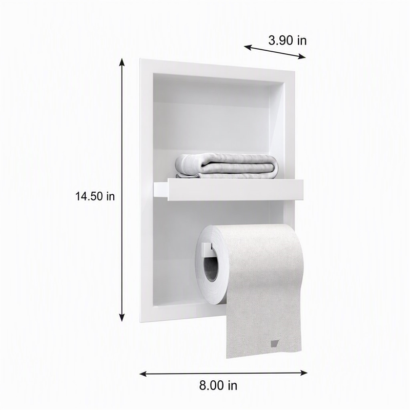 Pemberly Row Stainless Steel Toilet Paper Holder Niche in White Matte Finish