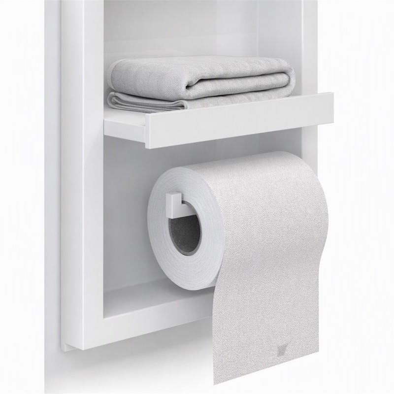 Pemberly Row Stainless Steel Toilet Paper Holder Niche in White Matte Finish