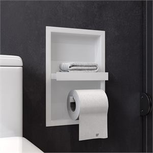 Pemberly Row Stainless Steel Toilet Paper Holder Niche in White Matte Finish