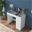 Pemberly Row Make-Up Table with Melamine Coating in White Finish