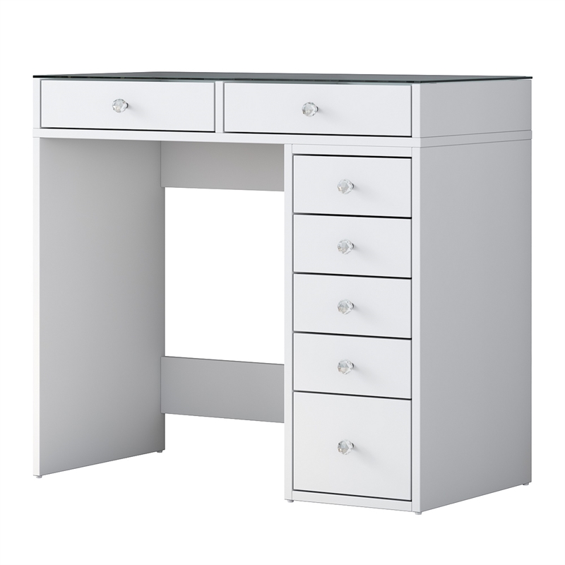 Pemberly Row Make-Up Table with Melamine Coating in White Finish