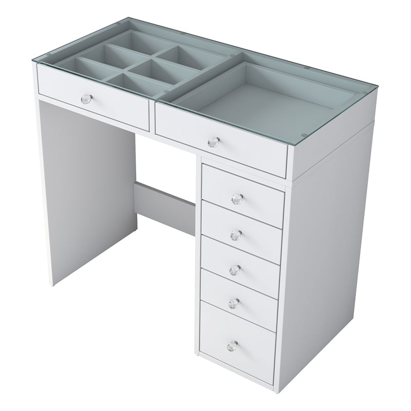 Pemberly Row Make-Up Table with Melamine Coating in White Finish