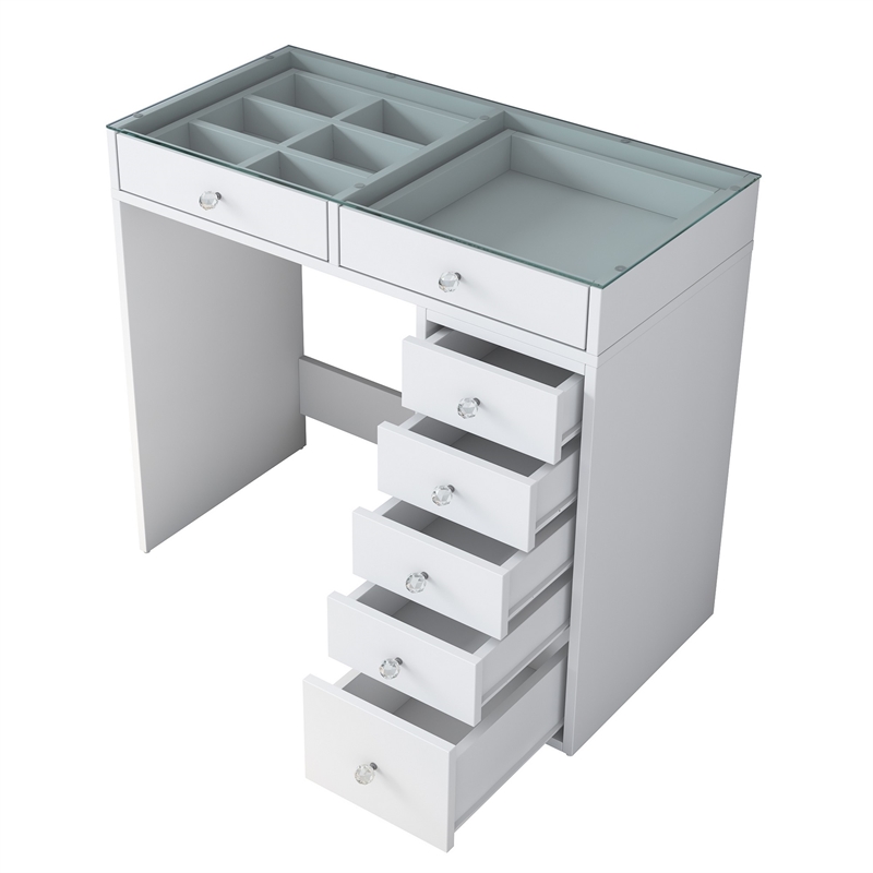 Pemberly Row Make-Up Table with Melamine Coating in White Finish