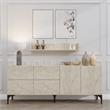 Pemberly Row Stella Console in Travertine Finish with Shelves