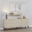 Pemberly Row Stella Console in Travertine Finish with Shelves