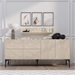 Pemberly Row Stella Console in Travertine Finish with Shelves