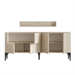 Pemberly Row Stella Console in Travertine Finish with Shelves