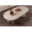 Pemberly Row Sable Coffee Table in Travertine Marble Finish