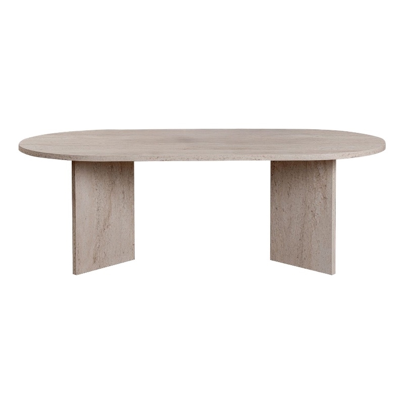 Pemberly Row Sable Coffee Table in Travertine Marble Finish