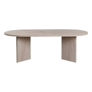 Pemberly Row Sable Coffee Table in Travertine Marble Finish