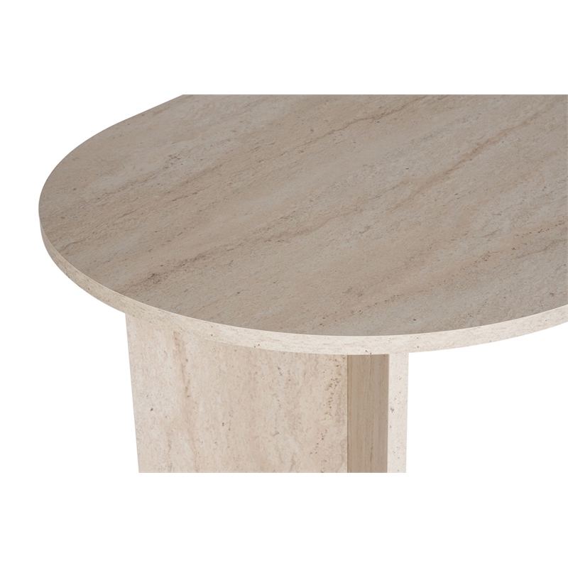 Pemberly Row Sablin Dining Table in Travertine Marble Finish