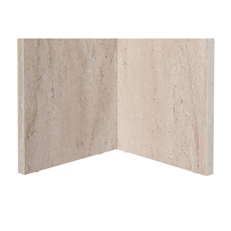 Pemberly Row Sablin Dining Table in Travertine Marble Finish