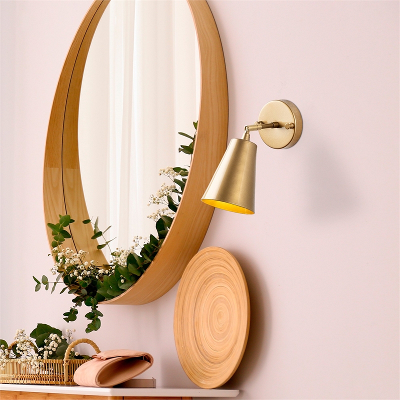 Pemberly Row Metal Wall Lamp in Gold with Soft Glow Glass Cap
