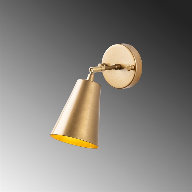 Pemberly Row Metal Wall Lamp in Gold with Soft Glow Glass Cap