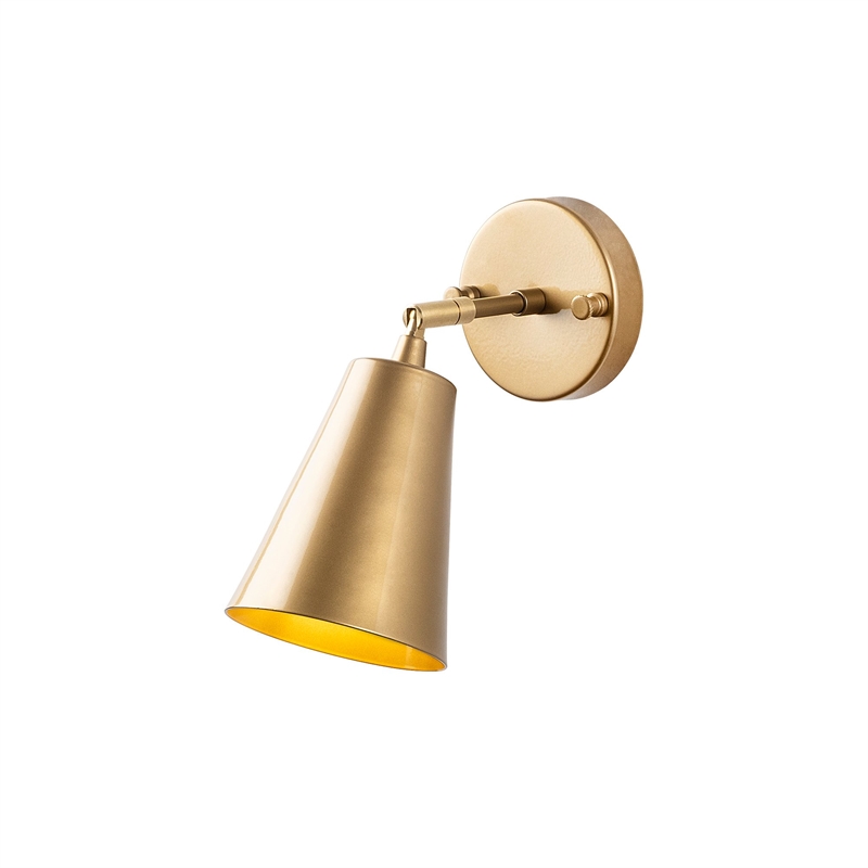 Pemberly Row Metal Wall Lamp in Gold with Soft Glow Glass Cap