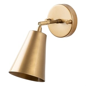 Pemberly Row Metal Wall Lamp in Gold with Soft Glow Glass Cap