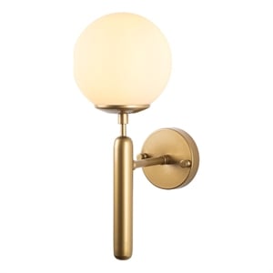 Pemberly Row Gold Metal Wall Lamp with Chic Glass Cap 5.91 x 15.75 in