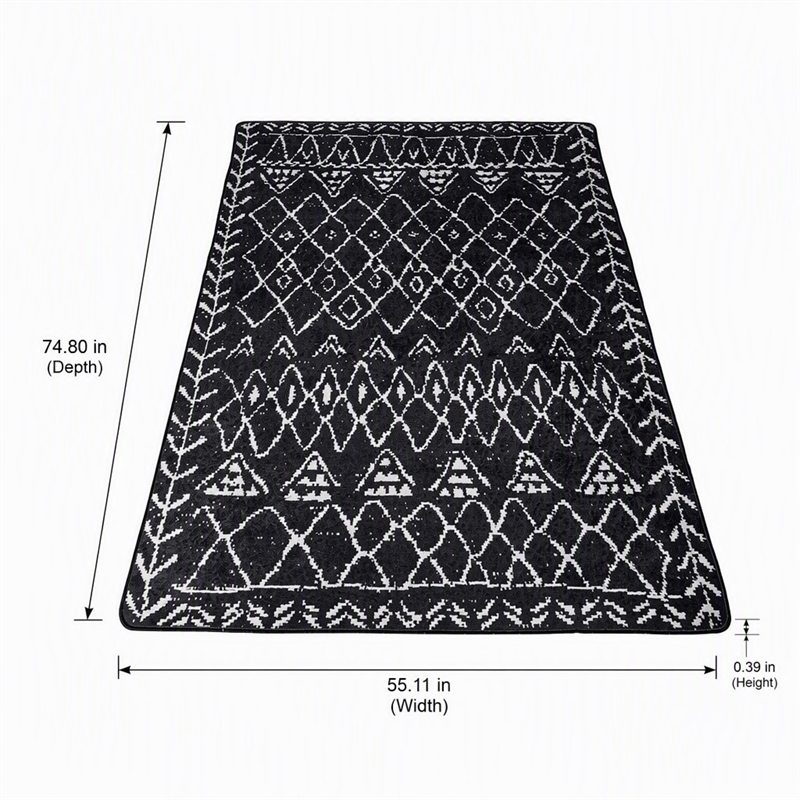 Pemberly Row Polyester Hypnose Soho Carpet in Black 140 x 190 cm