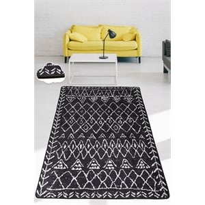 Pemberly Row Polyester Hypnose Soho Carpet in Black 140 x 190 cm