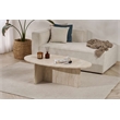Pemberly Row Coffee Table in Travertine with 47 in Width