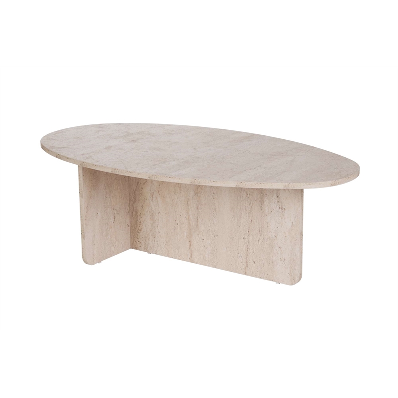 Pemberly Row Coffee Table in Travertine with 47 in Width