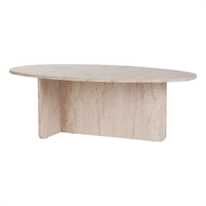 Pemberly Row Coffee Table in Travertine with 47 in Width