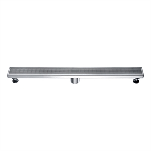 Pemberly Row 32&quot Stainless Steel Linear Shower Drain with Groove Lines