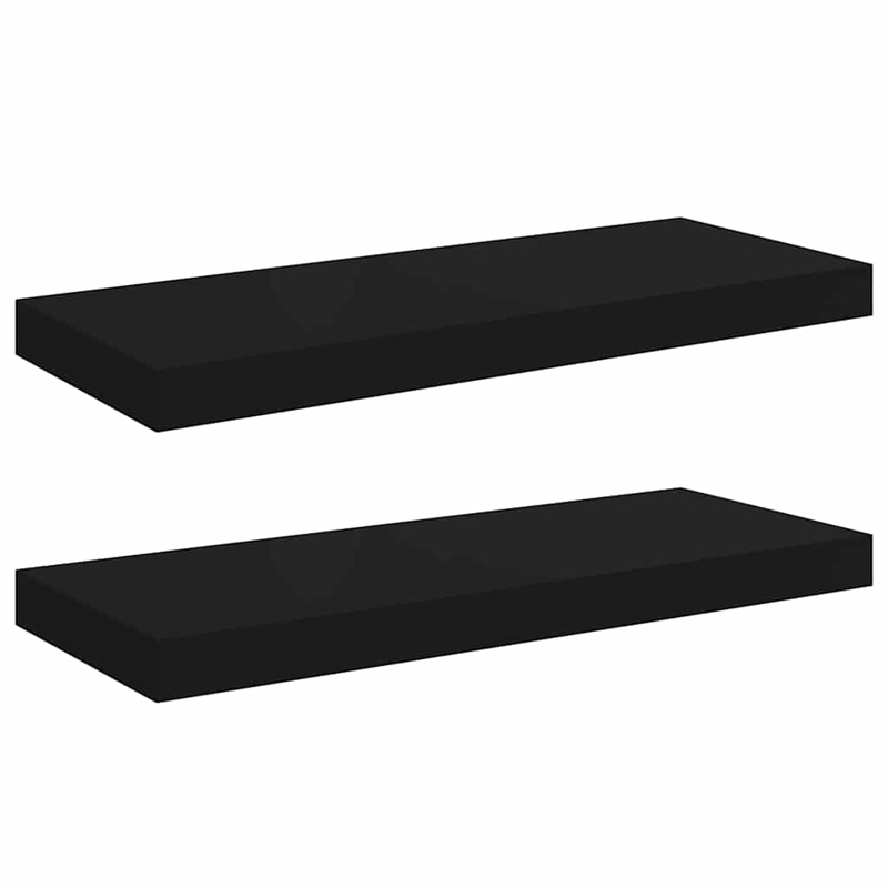 Pemberly Row Engineered Wood Wall Shelf Set in Matte Black