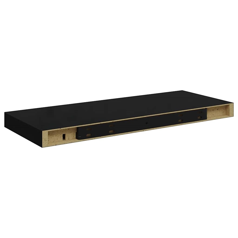 Pemberly Row Engineered Wood Wall Shelf Set in Matte Black