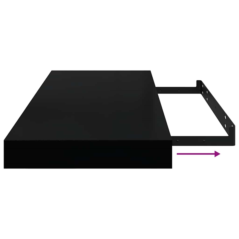 Pemberly Row Engineered Wood Wall Shelf Set in Matte Black