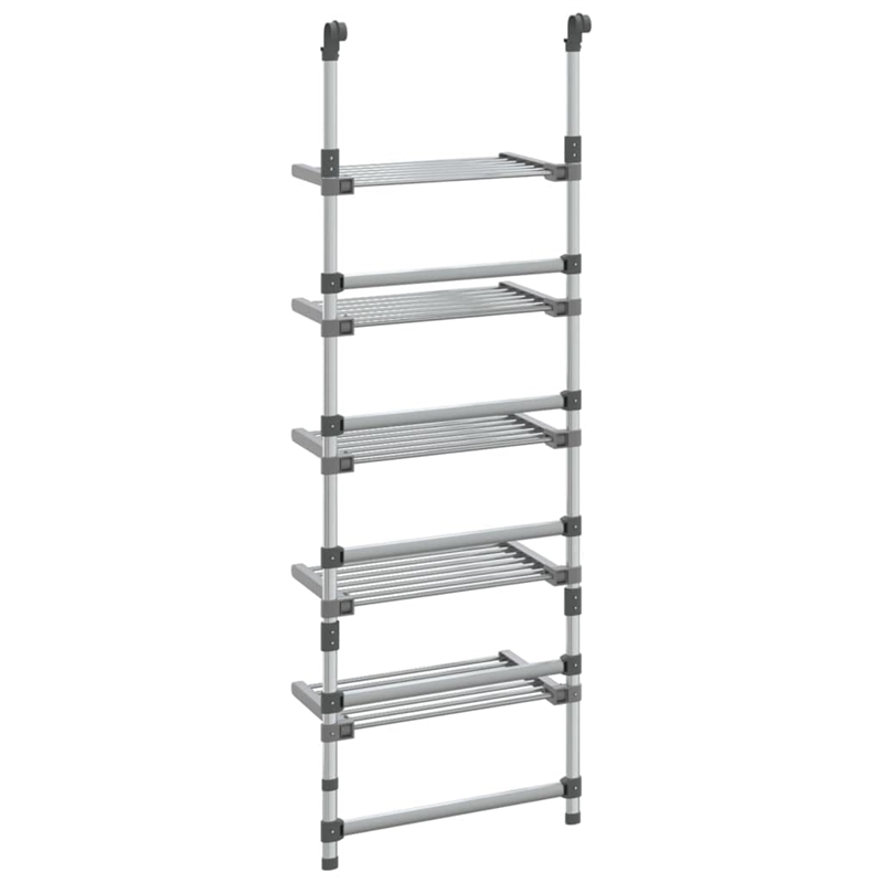 Pemberly Row 5-Tier Hanging Laundry Drying Rack in Aluminum Silver
