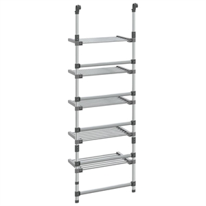 Pemberly Row 5-Tier Hanging Laundry Drying Rack in Aluminum Silver
