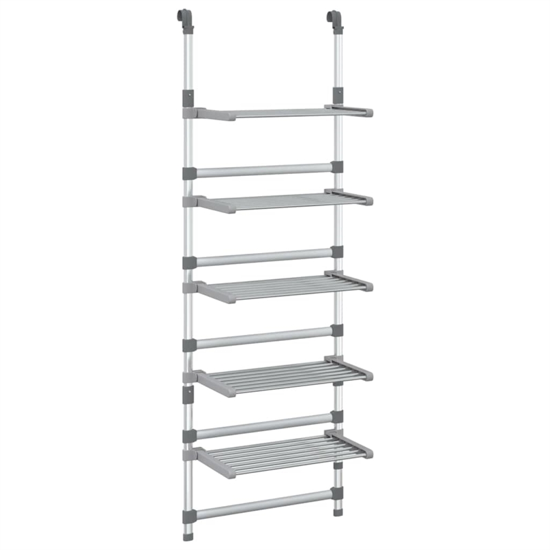 Pemberly Row 5-Tier Hanging Laundry Drying Rack in Aluminum Silver