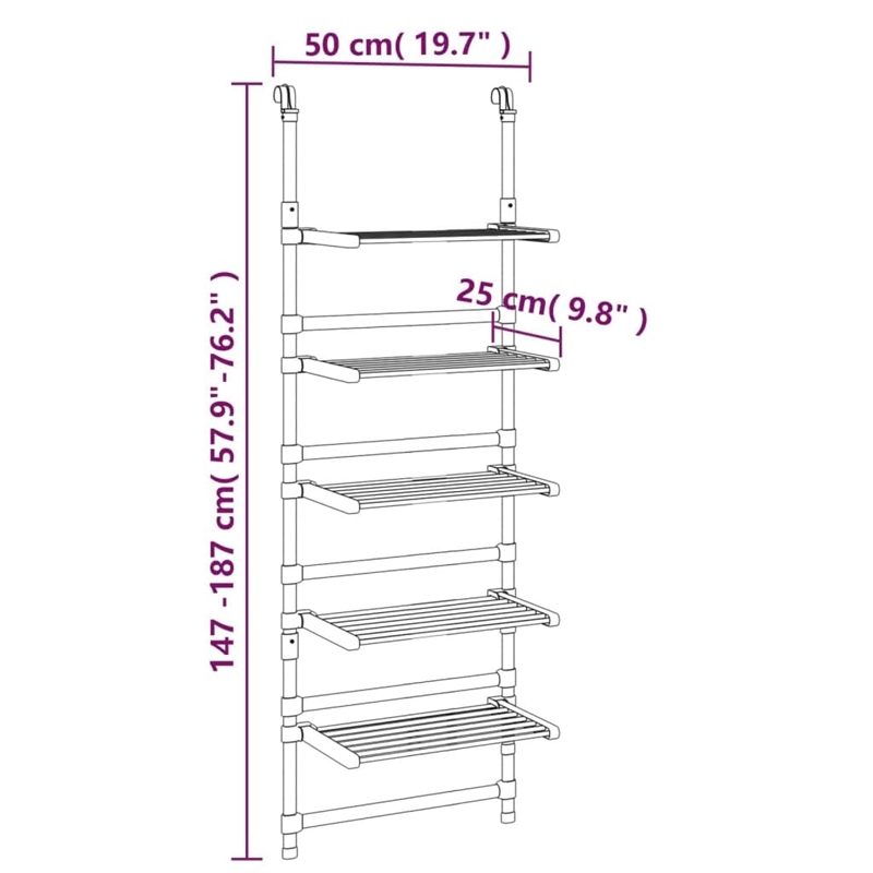 Pemberly Row 5-Tier Hanging Laundry Drying Rack in Aluminum Silver