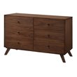 Pemberly Row Mid-Century Walnut Veneer 6-Drawer Dresser with Rubberwood Legs