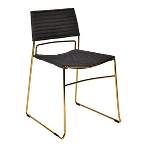 Pemberly Row Swain 18.5&quot Modern Fabric Dining Chairs in Gray & Gold (Set of 2)