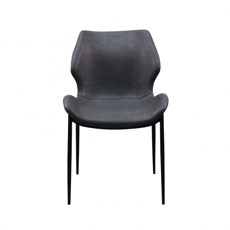 Pemberly Row Industrial Dining Chairs in Dark Gray Eco-Leather (Set of 2)
