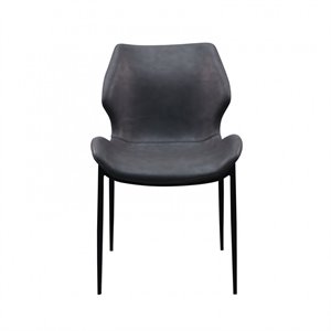 Pemberly Row Industrial Dining Chairs in Dark Gray Eco-Leather (Set of 2)