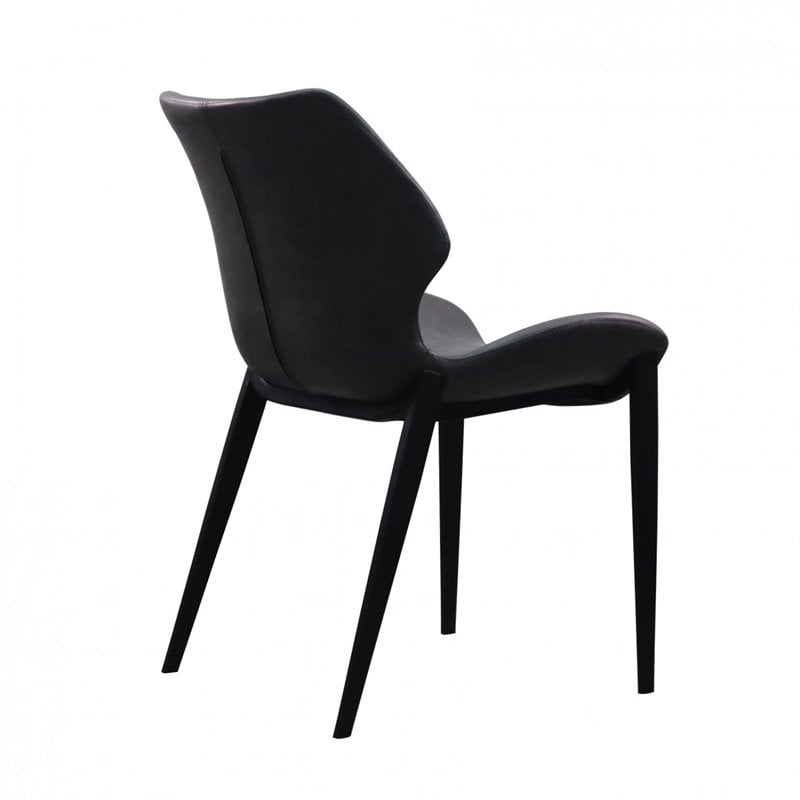 Pemberly Row Industrial Dining Chairs in Dark Gray Eco-Leather (Set of 2)