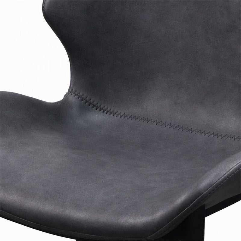 Pemberly Row Industrial Dining Chairs in Dark Gray Eco-Leather (Set of 2)