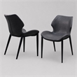 Pemberly Row Industrial Dining Chairs in Dark Gray Eco-Leather (Set of 2)