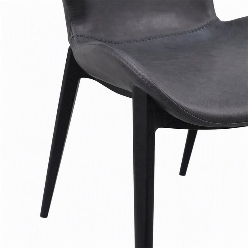 Pemberly Row Industrial Dining Chairs in Dark Gray Eco-Leather (Set of 2)