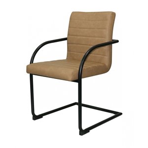 Pemberly Row Faux Leather Dining Chairs in Tan with Black Frame (Set of 2)