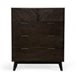 Pemberly Row 5-Drawer Solid Acacia Wood Chest in Dark Brown Finish