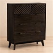 Pemberly Row 5-Drawer Solid Acacia Wood Chest in Dark Brown Finish