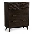 Pemberly Row 5-Drawer Solid Acacia Wood Chest in Dark Brown Finish
