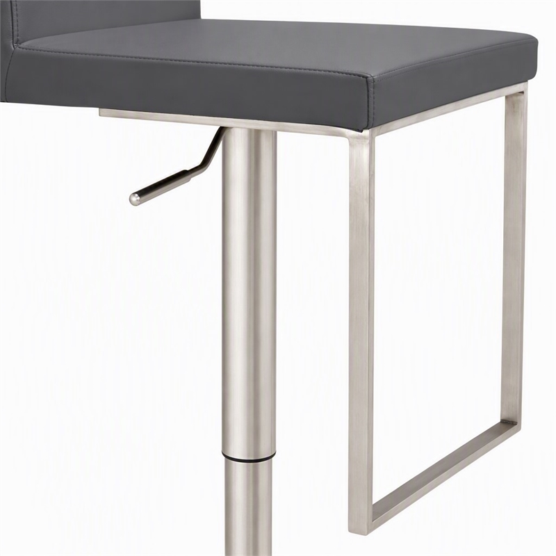 Pemberly Row Modern Adjustable Faux Leather Bar Stool in Gray 27