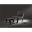 Pemberly Row Solid Wood & Fabric Accent Chair with Ottoman in Gray/Walnut