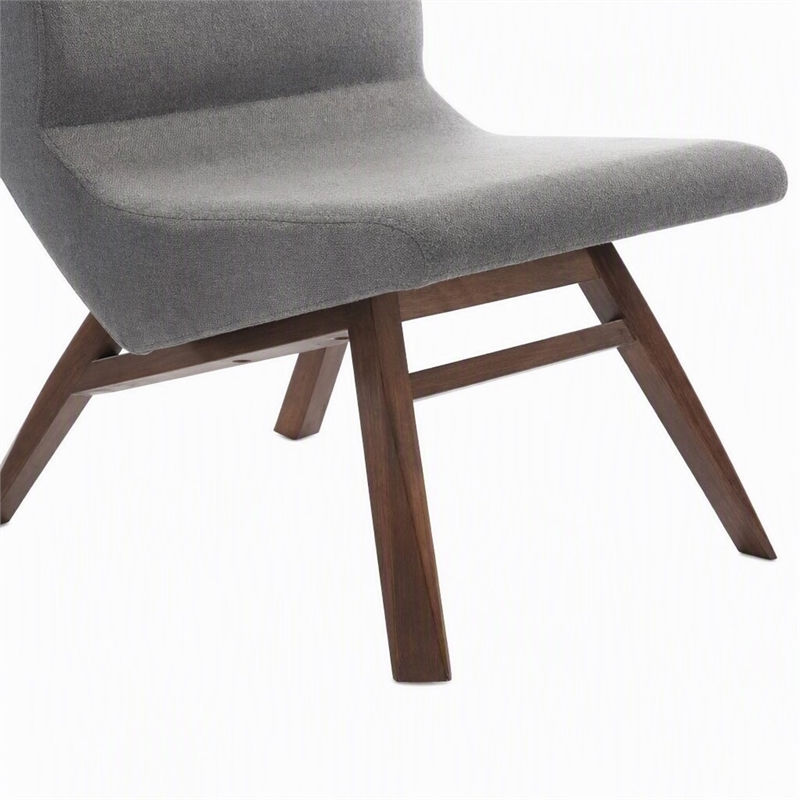 Pemberly Row Solid Wood & Fabric Accent Chair with Ottoman in Gray/Walnut